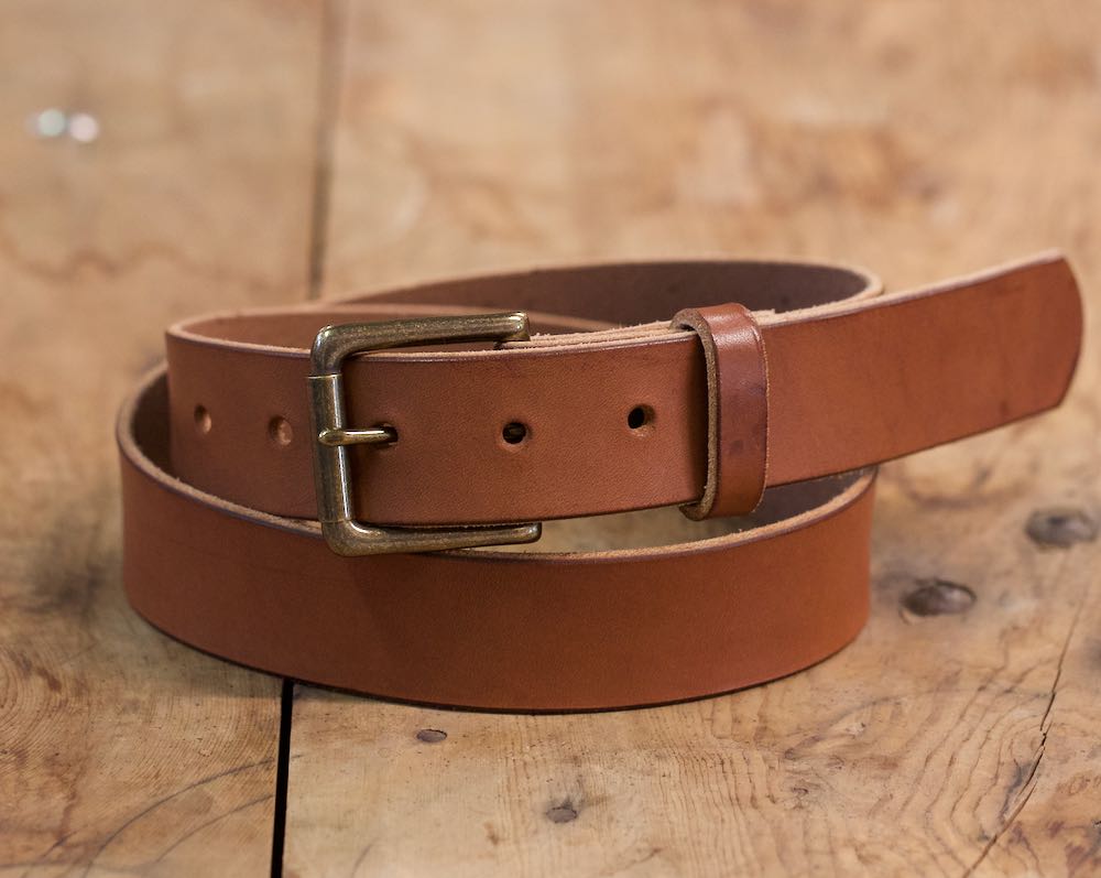 Vegetable tanned men's leather Martin belt with square buckle – Le