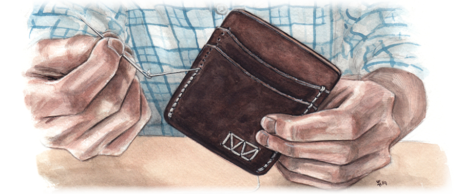 Illustration of a Saddle-stitched Leather Wallet